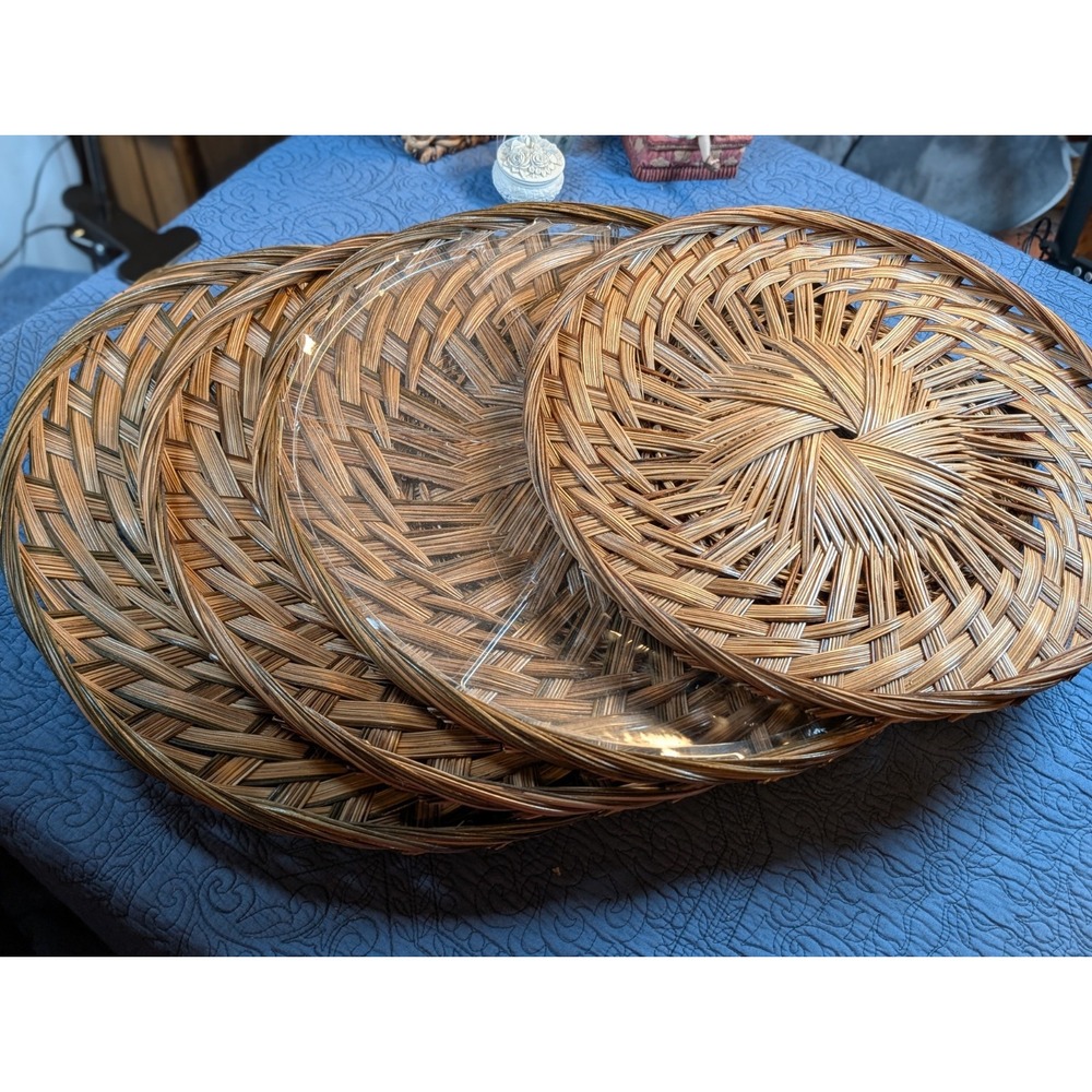 Set of 7 Large Boho Rattan Serving Trays Wicker Wedding Decor Grazing Table...